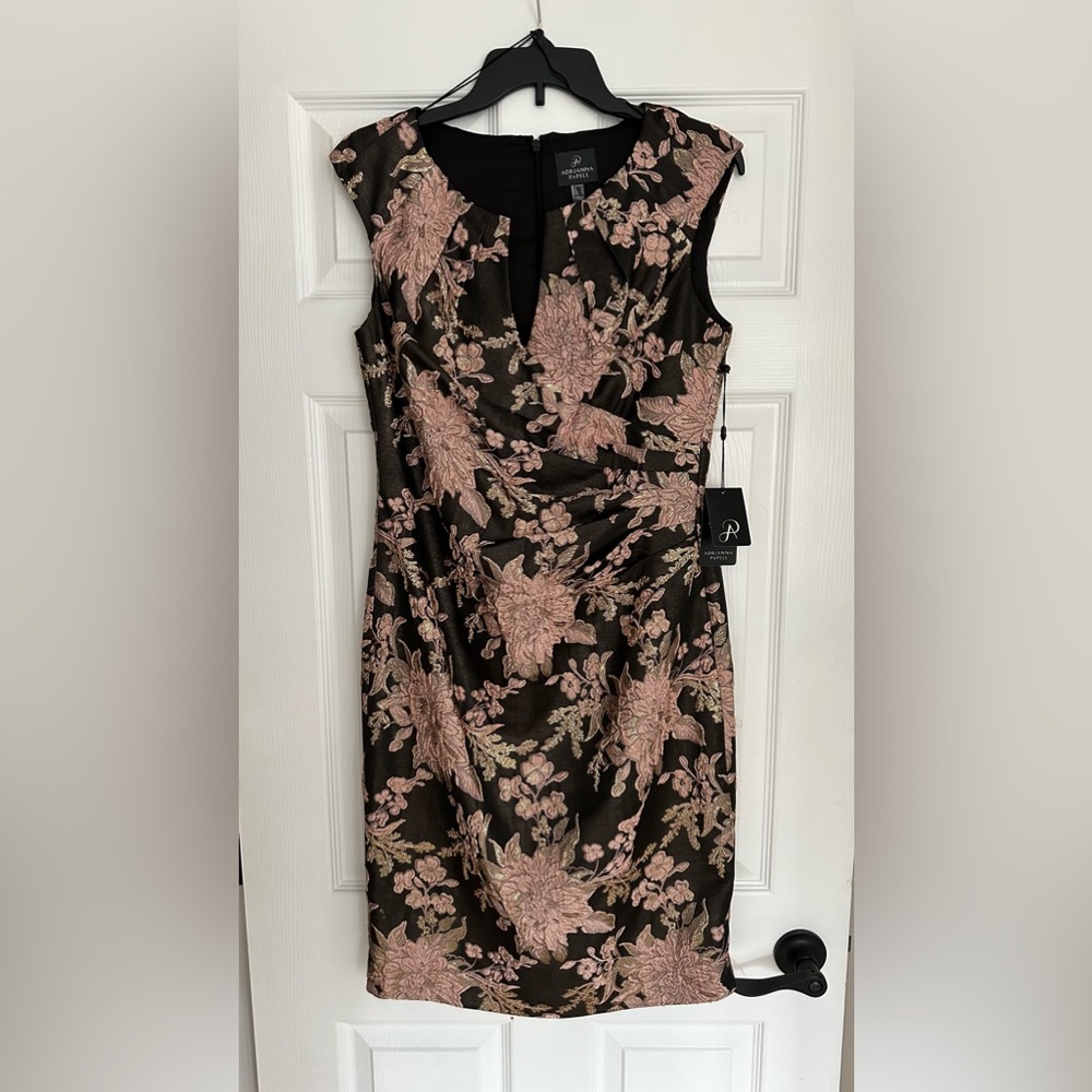 Adrianna Papell Chocolate Embroidered Dress